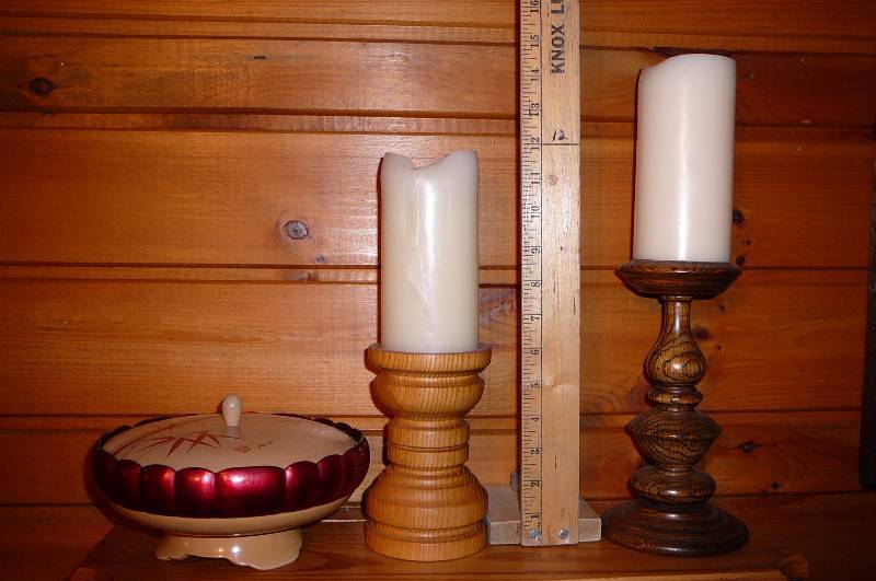 lot 179 image: Home Dcor 2 wooden Candle Holders, Bowel & Lid
