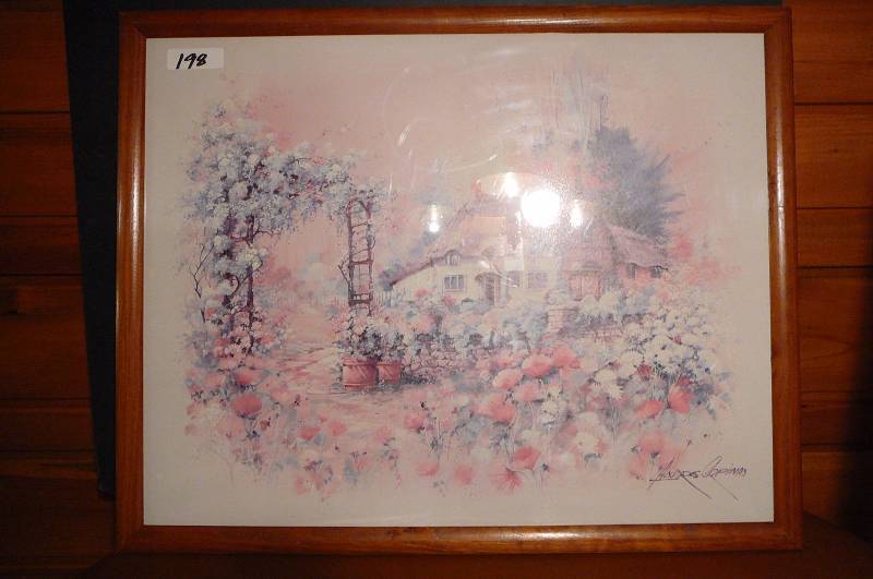 lot 198 image: 2 Framed Pictures 1 wooden frame 24 x 30