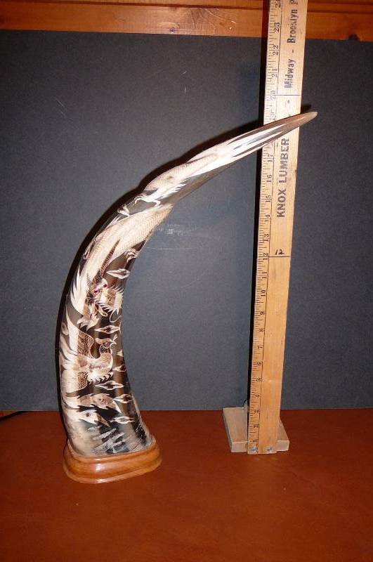 lot 201 image: Hand Carved Buffalo Horn