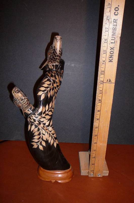 lot 202 image: Hand Carved Buffalo Horn
