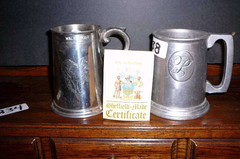 lot 238 image: 2 Sheffield Mugs 5 Tall