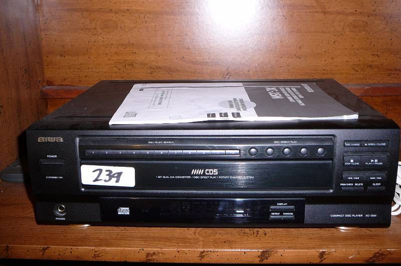 lot 239 image: Stereo Receiver Model 2215b Marantz, 4 speakers ATL Award 15 x 26 x 10, Aiwa Compact Disc Model XC-35m Comes with Book & Remote