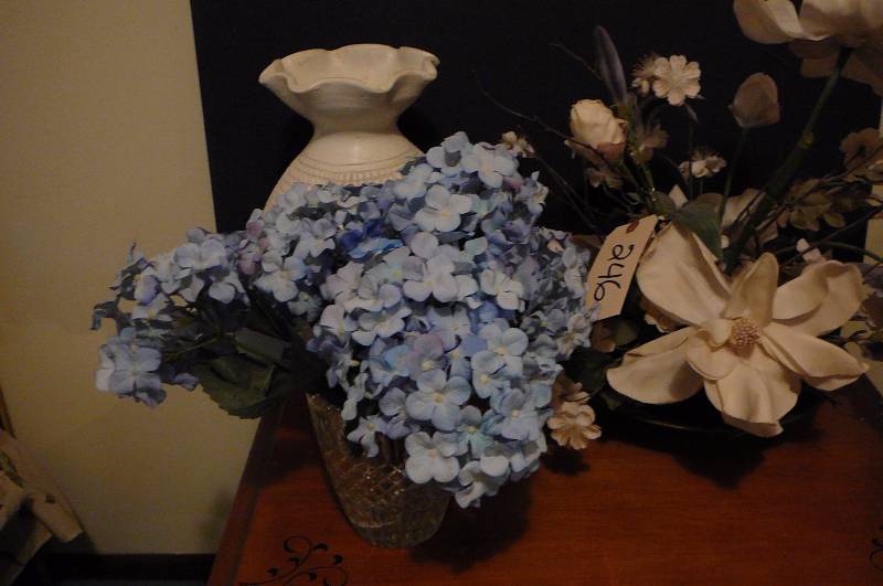 lot 246 image: Vases & Flowers white vase is 14