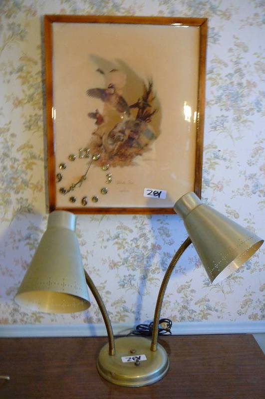 lot 281 image: Desk lamp & Clock 17 x 21 h x 2 Douglas Van Howard
