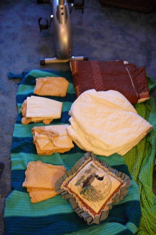 lot 300 image: Crochet Afghans, Bed Spread, sheets etc.
