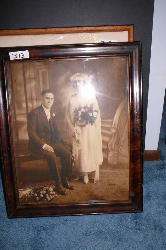 lot 313 image: 1 Antique Wedding Picture, 3 Pictures