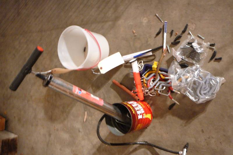 lot 353 image: Tire Pump and Garage Hooks