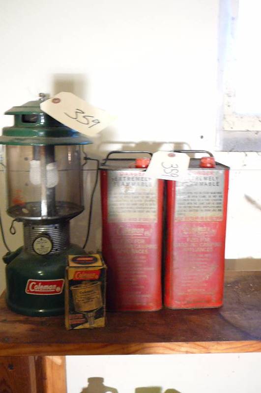 lot 359 image: Colman Lantern with 2 cans Fuel & Colman Funnel