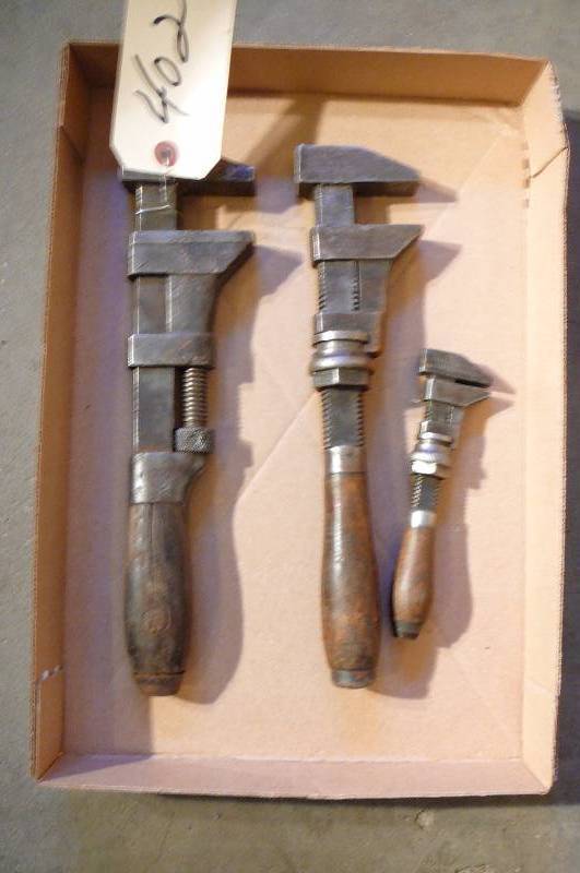 lot 485 image: Vintage Adjustable Wrenchs 3 Count B&C 2-12 , 1-7