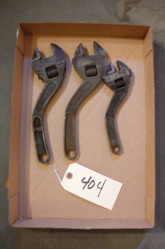 lot 404 image: Vintage Adjustable Wrench 3 count Westcott  2-10, 1-8