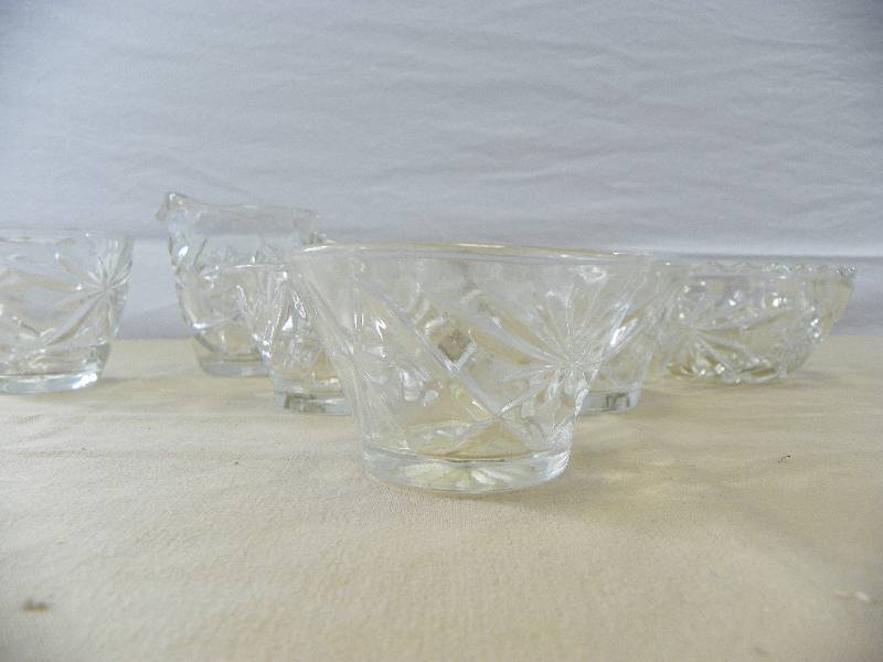 lot 16 image: Crystal Creamer and Sugar glasses and misc.
