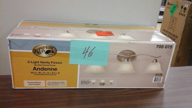 Hampton Bay Andenne 3 Light Vanity Fixture Never used