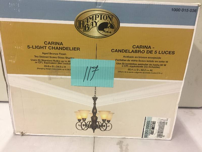 Hampton Bay Carina 5 Light Chandelier aged bronze finish