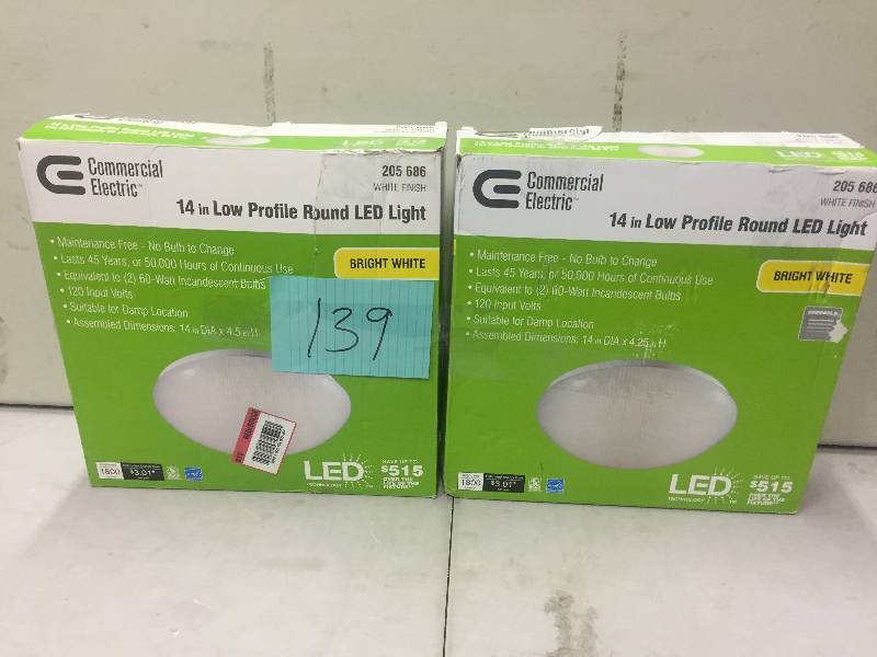 Lot of 2 Commercial Electric 14 in Low Profile round LED Light