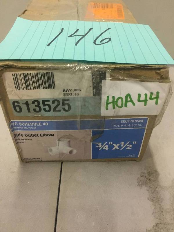 Box of PVC Schedule 40 side outlet elbow