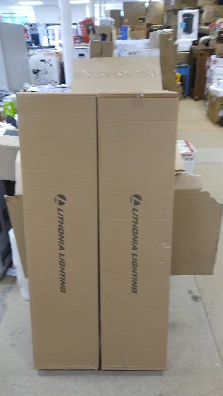 Lot of 2 Lithonia MODEL FMLFUTL  4 ft brushed nickel flushmount  intergrated LED