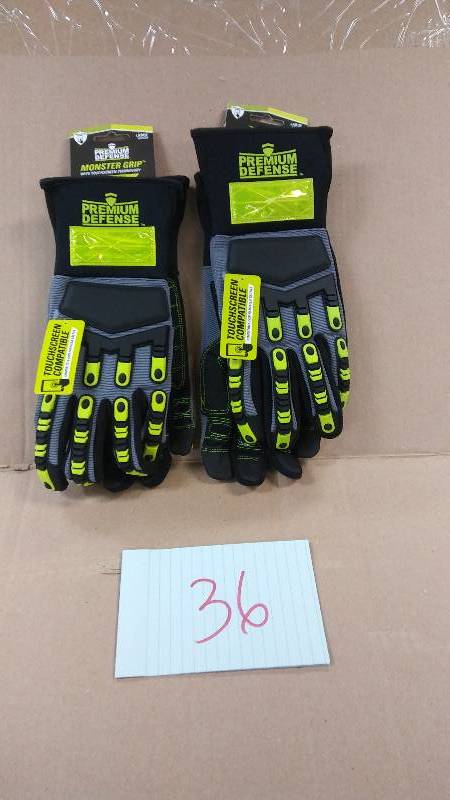 Lot of 2 Premium Defense Monster Grip Gloves Large