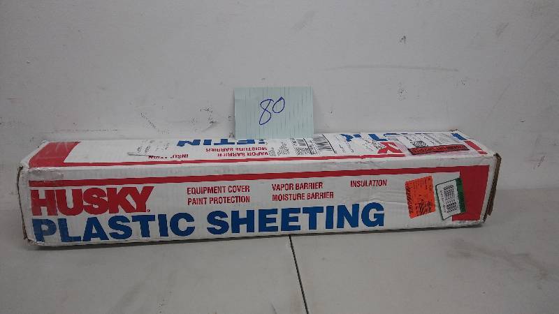 Husky Plastic Sheeting Equipment Cover Paint Protection Vapor Barrier 20 ft. x 50 ft. Black 4 mil Plastic Sheeting