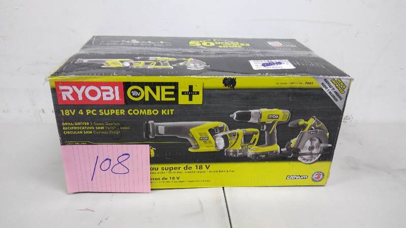 Ryobi One Plus 18V Lithium Ion 4 PC Super Combo Kit Never used