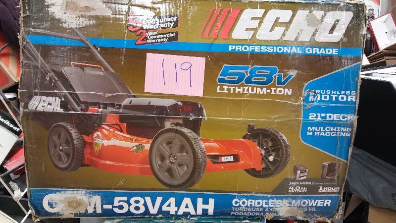 Echo 58V Brushless Motor 21 Mulching and Bagging Model CLM-58V4AH open box NEVER USED 1 Battery
