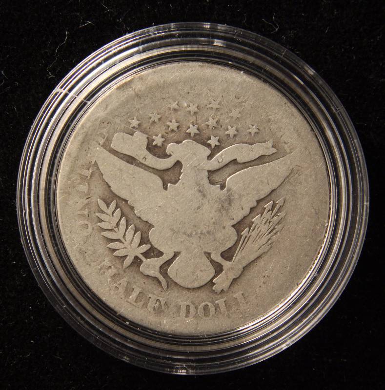 lot 49 image: 1902 BARBER SILVER HALF DOLLAR IN AIRTITE HOLDER