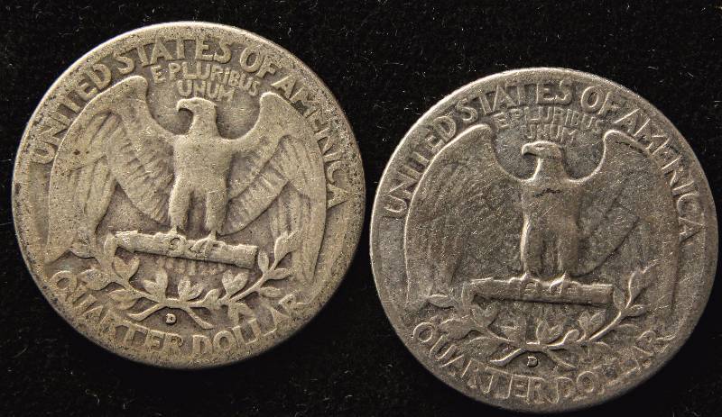 lot 79 image: GROUP OF 2 WASHINGTON SILVER QUARTERS 1941D & 1942D