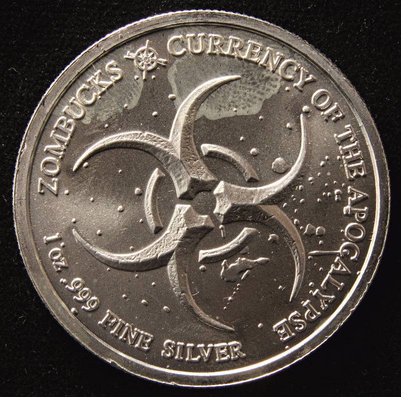 lot 80 image: 1 TROY OZ. .999 FINE SILVER ZOMBUCKS SLAYED DOLLAR