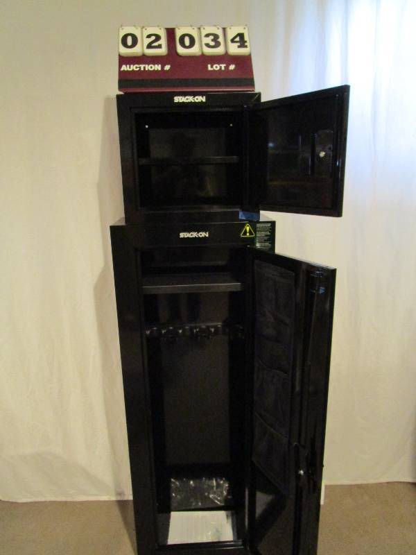 lot 34 image: Steel Security 8 Gun Cabinet Base and PistolAmmo Cabinet Top