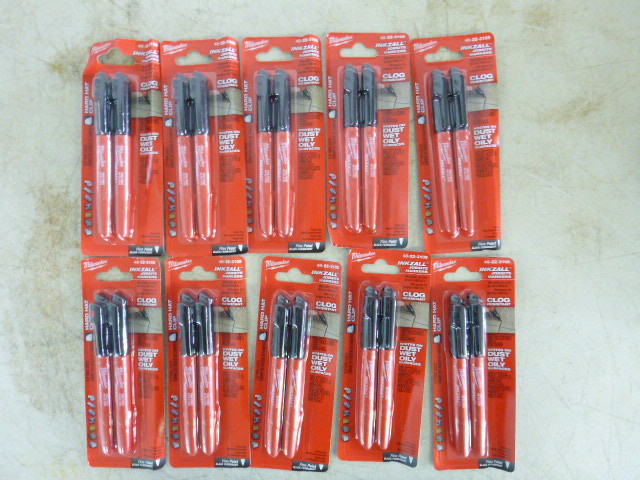 lot 93 image: 10 Packs of Milwaukee Inkzall Jobsite Markers