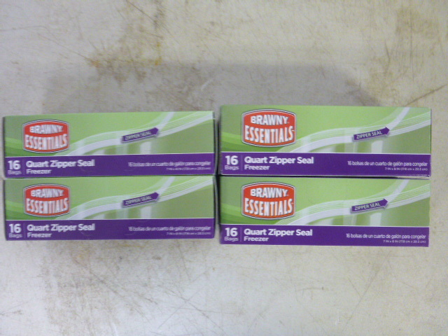 lot 202 image: 4 Boxes of Brawny Essentials Quart Zipper Seal Freezer Bags
