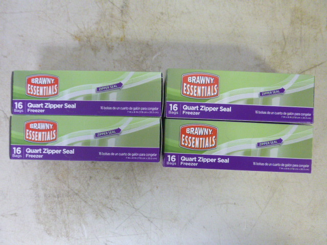 lot 204 image: 4 Boxes of Brawny Essentials Quart Zipper Seal Freezer Bags