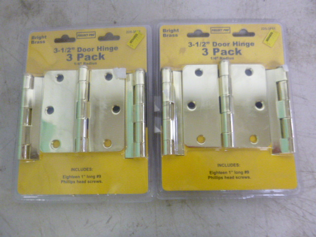lot 230 image: 2 Packs of Project Pro 3 12 Brass Door Hinges