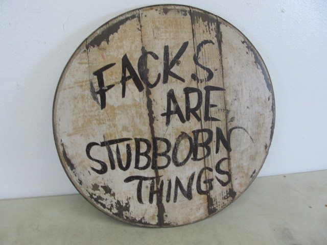 lot 11 image: Funny Painted Wood Folk Art Sign