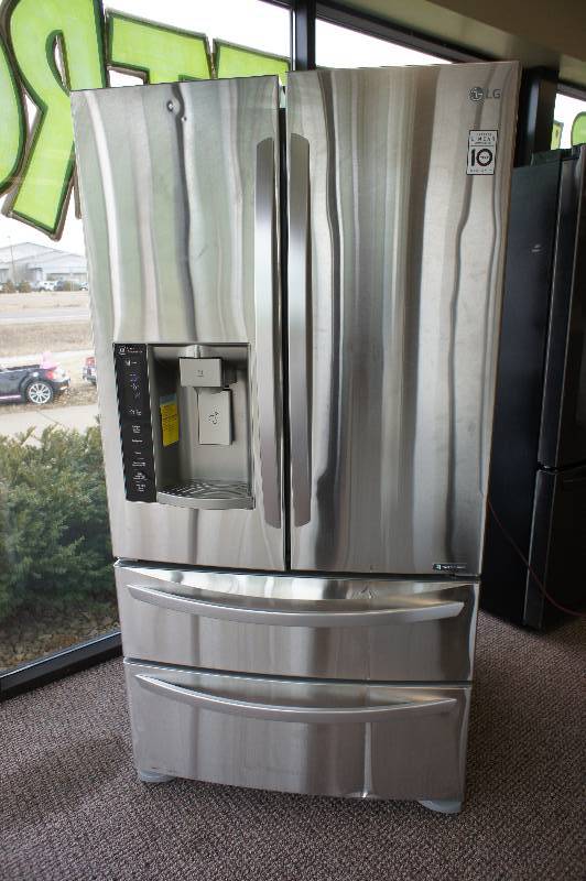 lot 1 image: New- LG - LMXS27626S 26.8 Cu. Ft. 4-Door French Door Refrigerator with Thru-the-Door Ice and Water - Stainless-Steel. TestedWorks