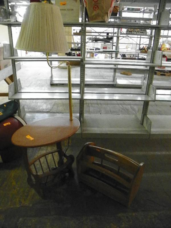 Floor lamptable and magazine rack