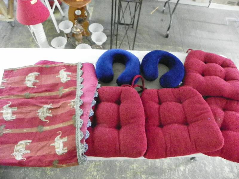 seat cushions and neck pillows