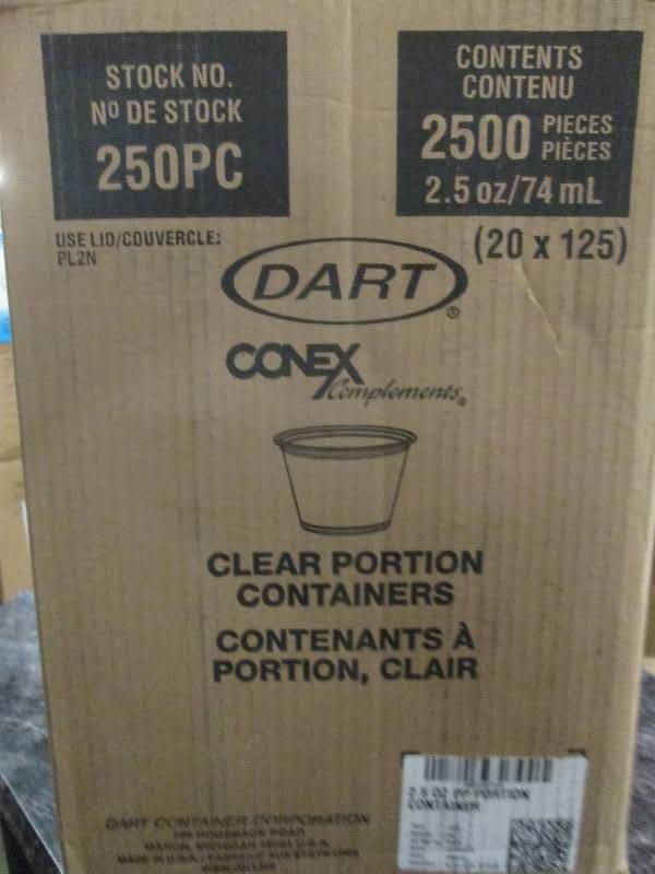 lot 148 image: 1 case of 2500 pcs of dart clear po...
