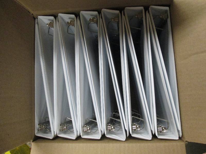 lot 167 image: 1 case of white 3 ring binders 12pc...