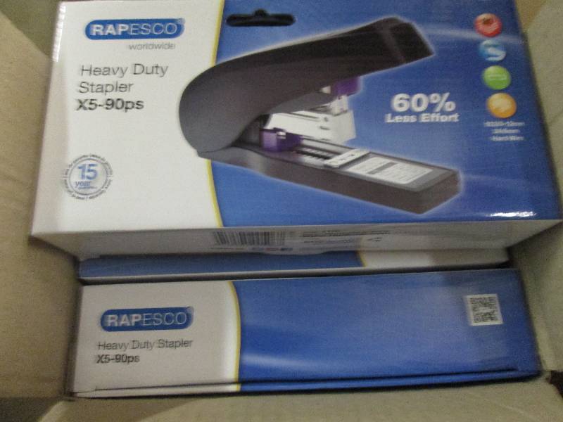 lot 222 image: 3 new rapesco heavy-duty staplers ...