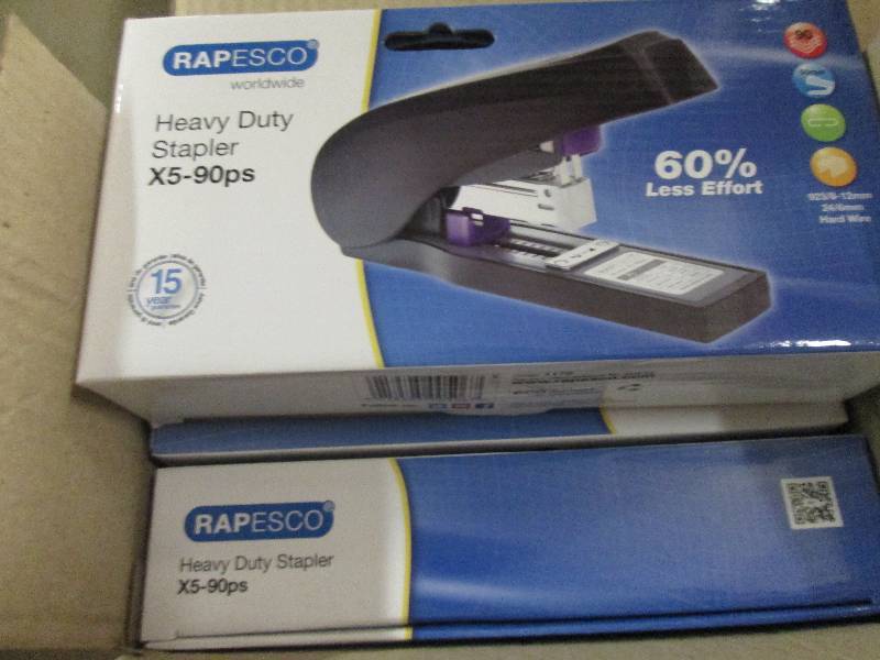 lot 224 image: 3 new rapesco heavy-duty staplers ...