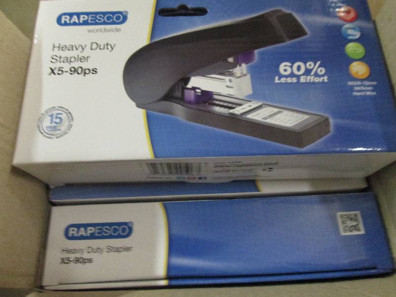 lot 225 image: 3 new rapesco heavy-duty staplers ...