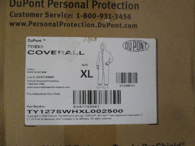 lot 276 image: 1 case of dupont xl coveralls 25 pc...