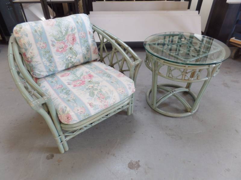 Rattan Chair and End Table