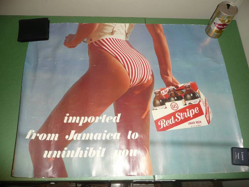 lot 20 image: Vintage Rare Red Stripe Beer Poster - See Pictures