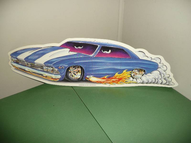 lot 22 image: 1967 Chevy Impala Tin Sign, GM Certified - Nice Condition