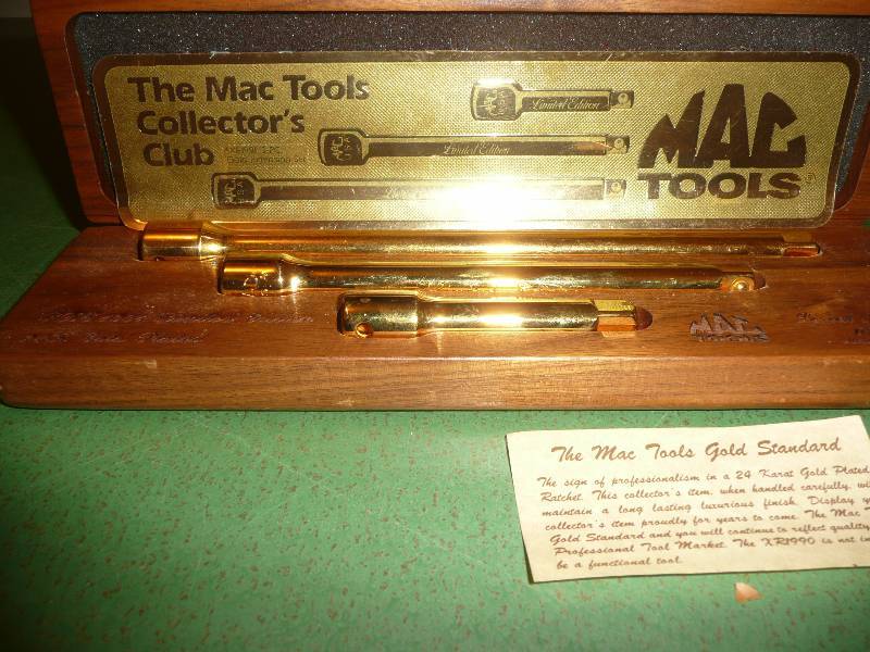lot 25 image: Mac Tools Collectors Club SXE 1991 3pc Extension Set 24K Gold Plated - Made In USA - Very Collectible