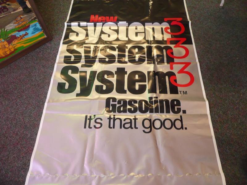 lot 31 image: Vintage Banner & Poster - New System 3 Gasoline (Its That Good) Original Advertising