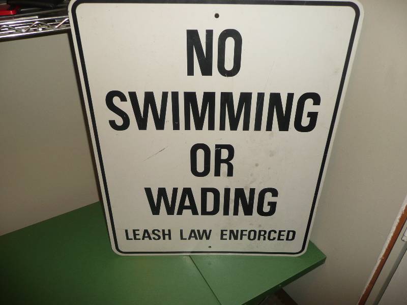 lot 33 image: Vintage No Swimming Metal Sign - Approx 24wide 31high - see pictures