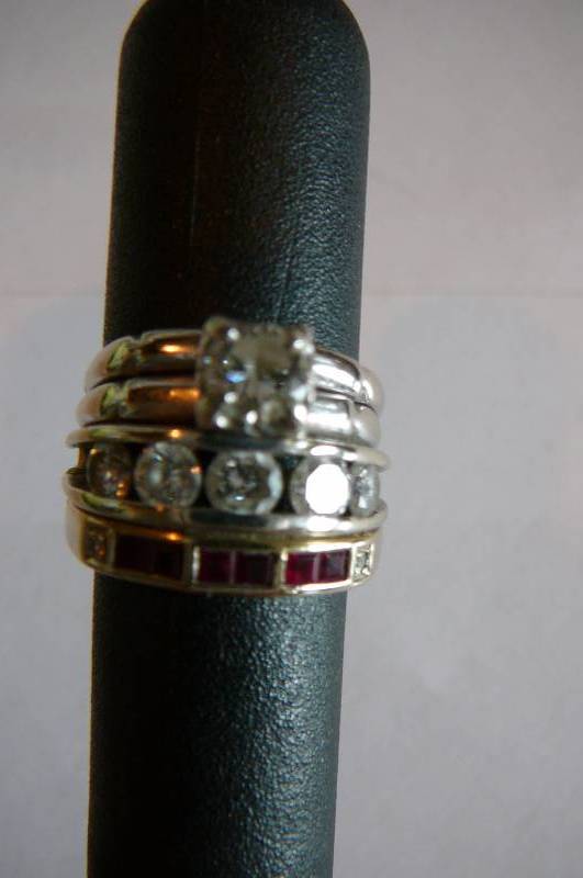 1-14k, 1-750 Rings with Diamonds & Rubys 2 unmarked due to resize 8.7g