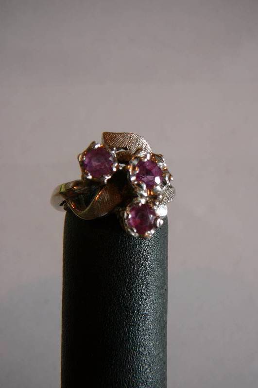 14kp Dia-Mt Ring Purple Stone